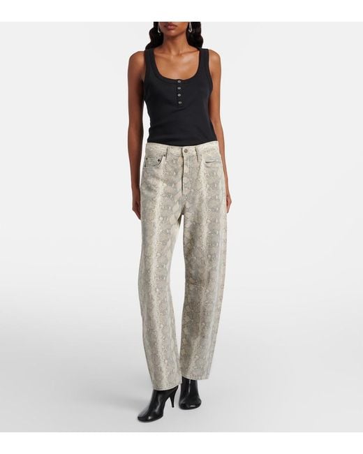 Citizens of Humanity Natural Miro Snake-Print Barrel-Leg Jeans