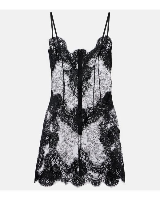 Dolce & Gabbana Black Sheer Lace Minidress
