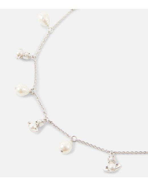 Vivienne Westwood White Halskette Emiliana mit Perlen