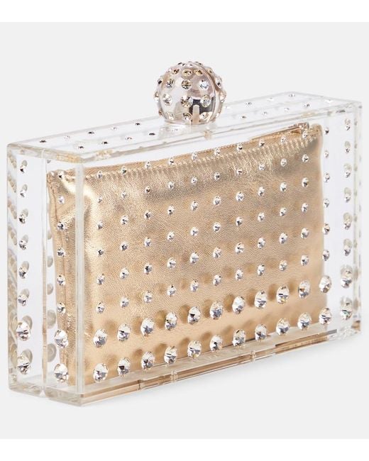 Aquazzura Natural Tequila Crystal-Embellished Clutch