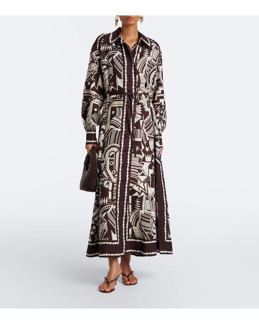 ALÉMAIS White Lori Printed Shirt Dress