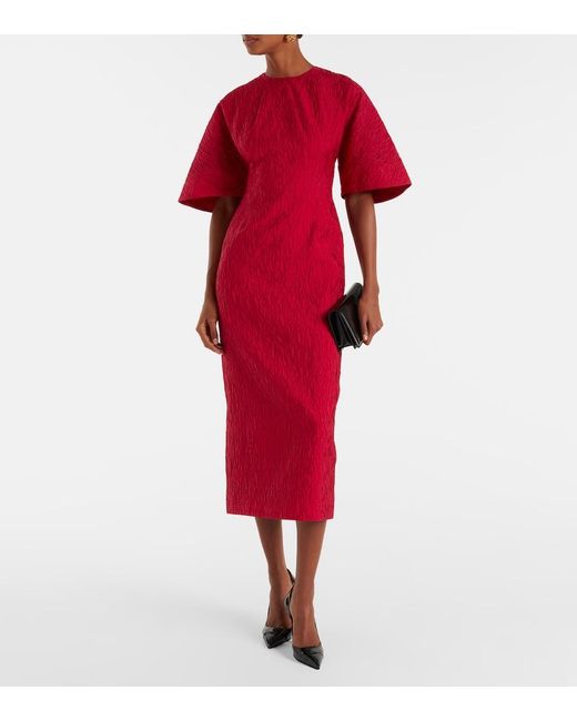 Roksanda Red Falah Cloque Midi Dress