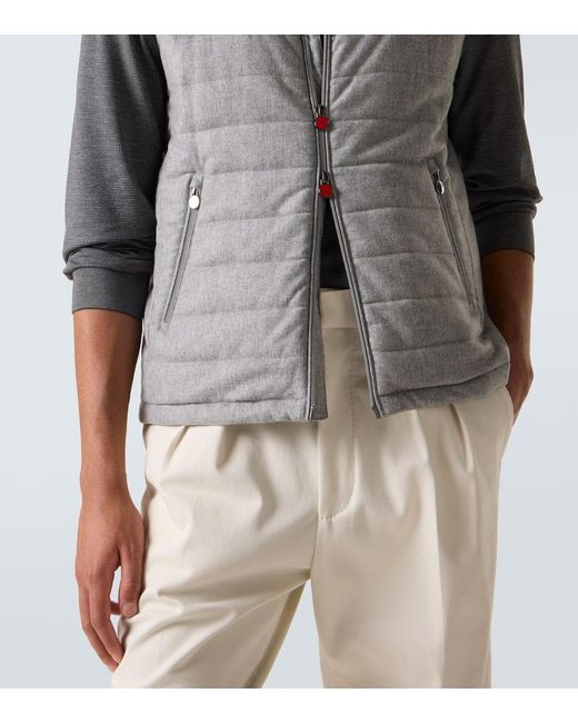 Kiton Weste Aus Kaschmirgemisch Mit Veloursleder in Gray für Herren