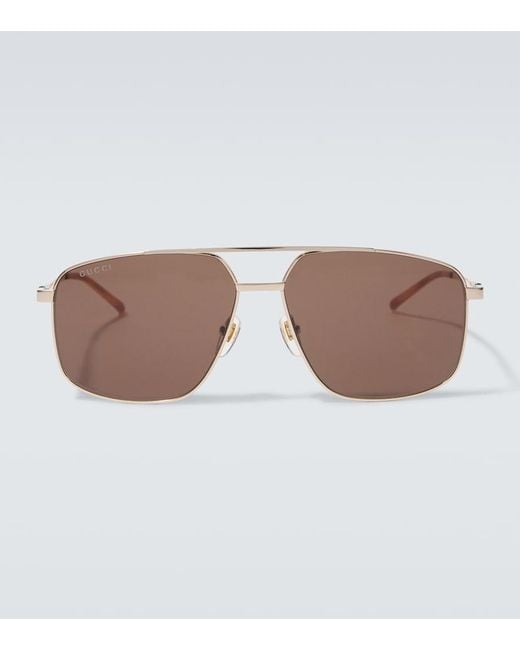 Gucci Brown Web Square Sunglasses for men