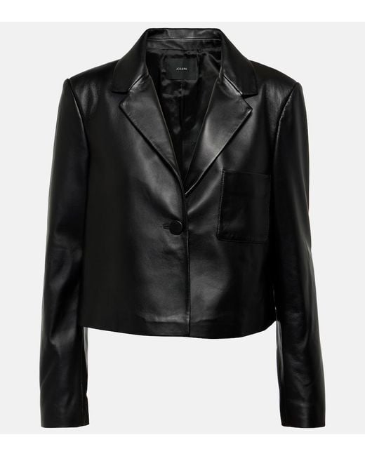 Joseph Black Cropped Leather Jacket