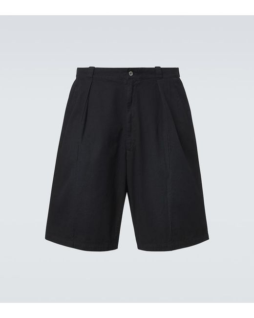 A.PRESSE Black Vintage Cotton Shorts for men