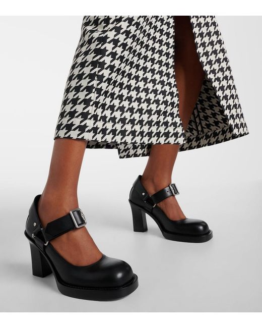 Burberry Black Stirrup 85 Leather Pumps - Women's - Calf Leather/cotton/calf Leather
