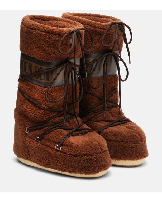 Moon Boot Brown Schneestiefel Icon Aus Teddyfleece