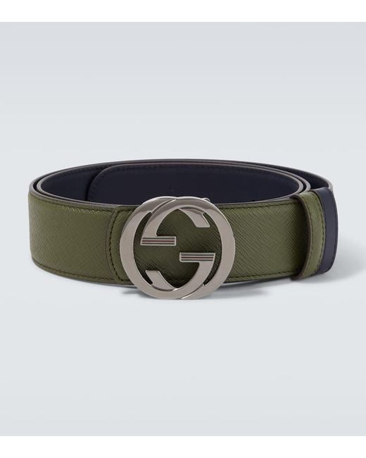 Gucci Green Double G Reversible Leather Belt for men