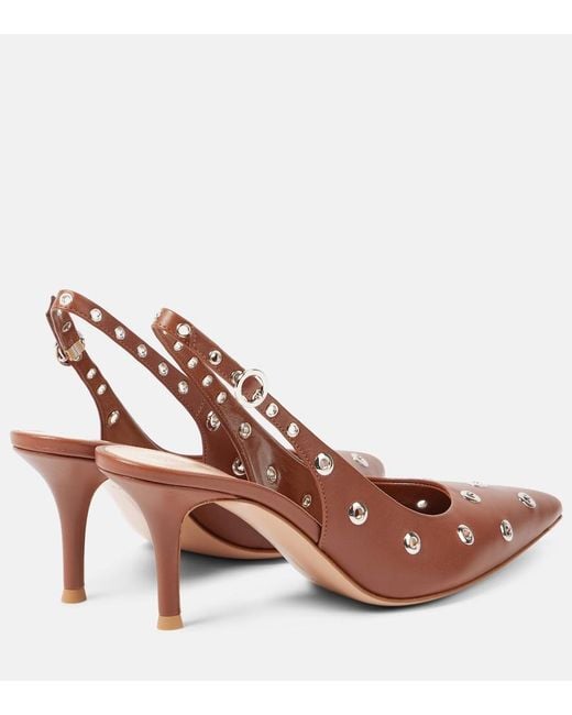 Gianvito Rossi Brown Lydia 70 Leather Slingback Sandals
