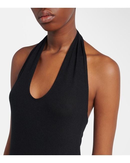 Leset Black Lauren Halterneck Jersey Midi Dress