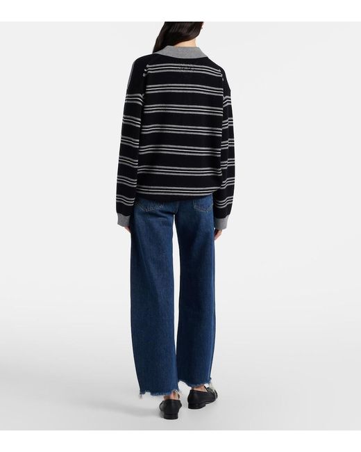 FRAME Blue Bow Frayed Barrel-Leg Jeans