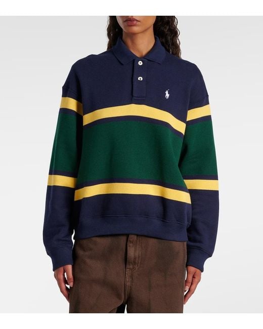 Polo Ralph Lauren Blue Striped Cotton-Blend Polo Shirt