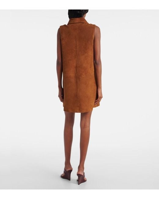 FRAME Brown The Suede City Suede Minidress