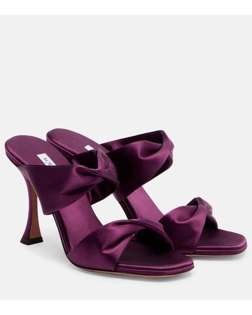 Aquazzura Purple Twist 95 Satin Mules