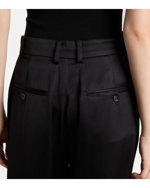 Totême  Black Satin Wide-Leg Pants