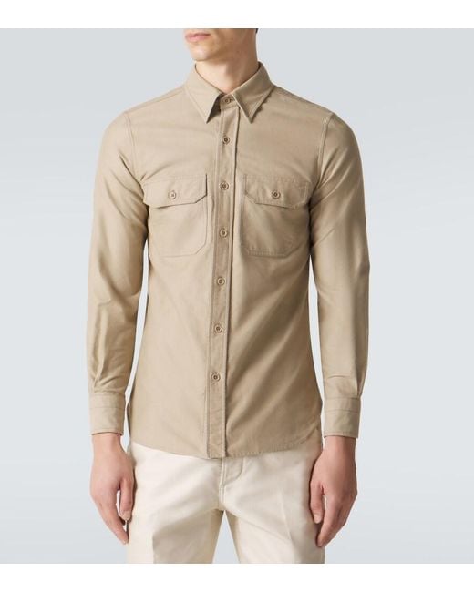 Tom Ford Natural Cotton Moleskin Shirt for men