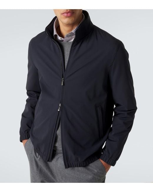 Thom Sweeney Blue Technical Bomber Jacket for men