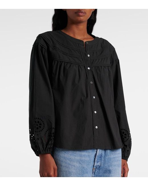 Velvet Black Carden Broderie Anglaise Cotton Blouse