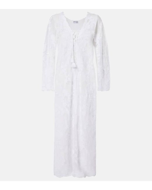 Juliet Dunn White Bestickter Kaftan Aus Baumwolle