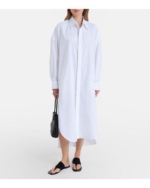 Frankie Shop White Bloom Cotton Poplin Shirt Dress