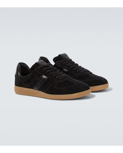 Tom Ford Black Leather-Trimmed Suede Sneakers for men