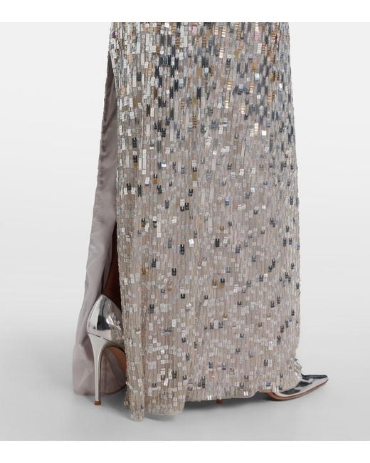 Jenny Packham White Lucille Sequined Strapless Gown