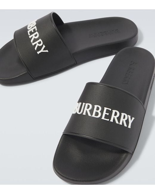 Burberry Black Logo Slides for men
