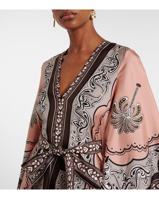 LaDoubleJ Brown Magnifico Printed Silk Twill Minidress