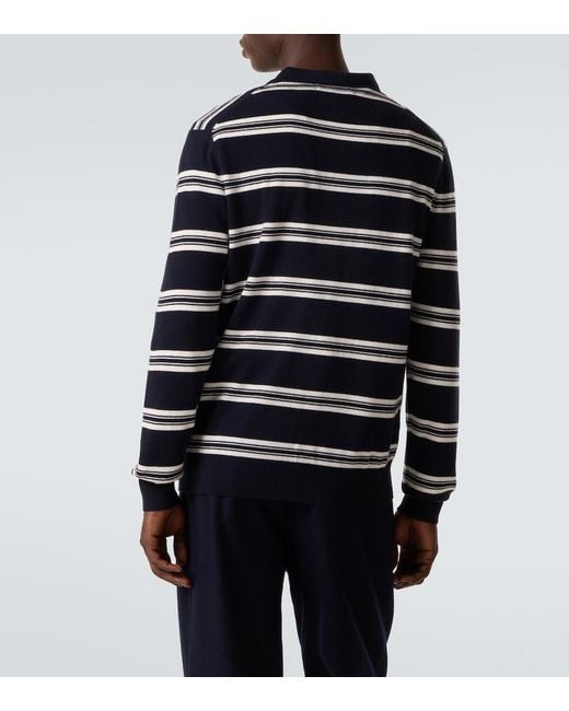 arch4 Blue Mr Swansea Striped Cashmere Polo Sweater for men