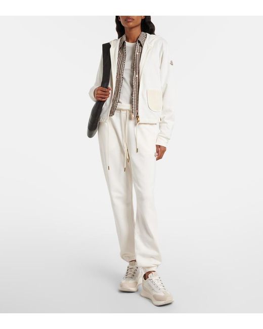 Moncler White Pacey2 Suede-Trimmed Sneakers