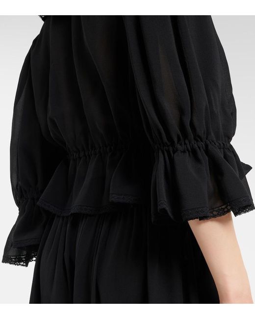 Chloé Black Ruffled Silk Blouse