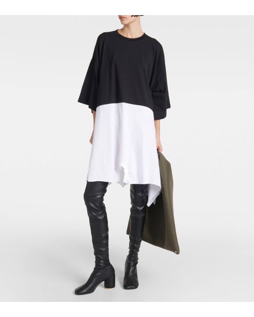 MM6 by Maison Martin Margiela Black Oversized Cotton Jersey Minidress