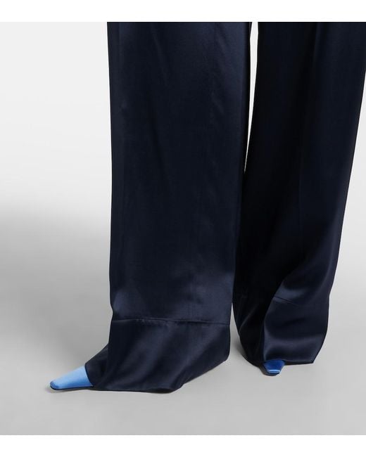 Pantalon Ample Dijon En Satin De Soie Joseph en coloris Blue