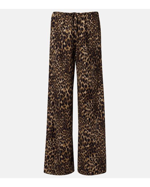 Nili Lotan Brown Adriel Leopard-Print Wide-Leg Pants