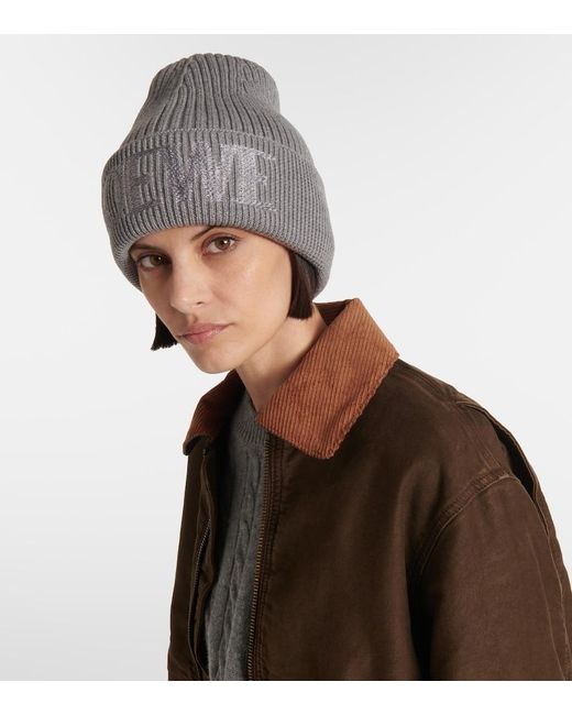 Loewe Gray Logo Wool Beanie