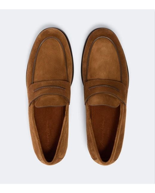 Zegna Brown Suede Penny Loafers for men