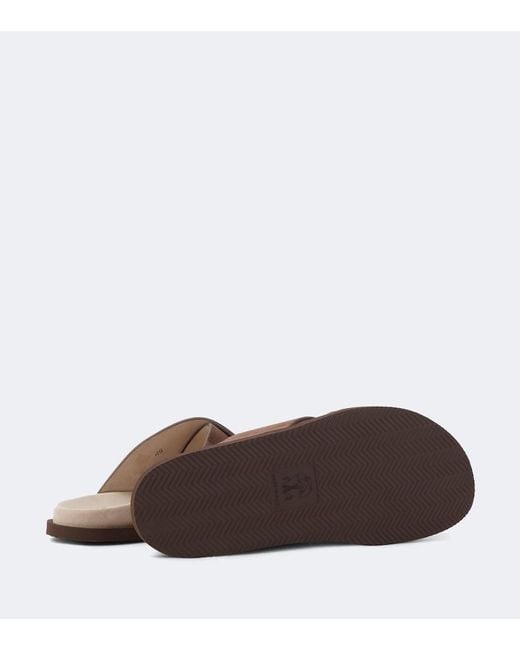 Brunello Cucinelli Brown Suede Slides for men