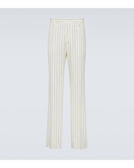 Dolce & Gabbana White Pinstripe Wool Suit Pants for men