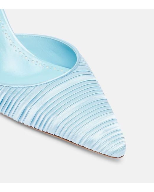 Manolo Blahnik Blue Mules Carolyne 50 Aus Satin