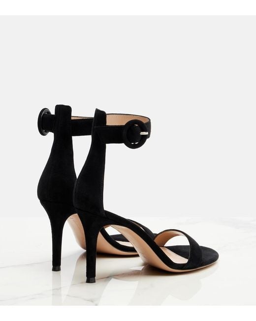 Gianvito Rossi Black Portofino 85 Suede Sandals