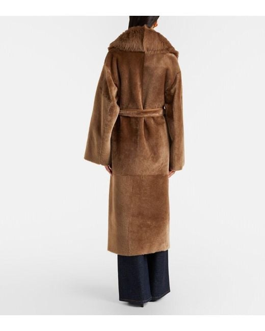 Nour Hammour Brown Isadora Shearling Wrap Coat