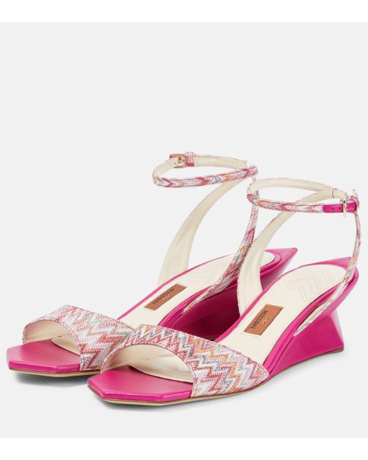 Missoni Pink Zig Zag Wedge Sandals