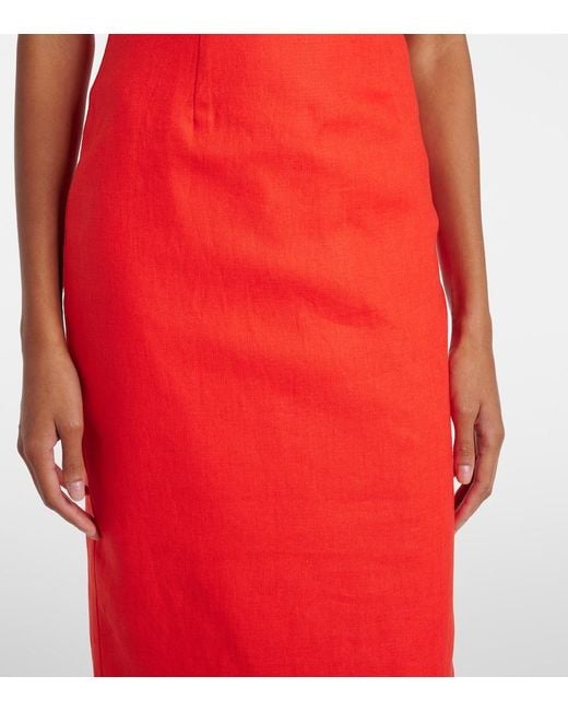 Sir Red Strapless Linen Maxi Dress