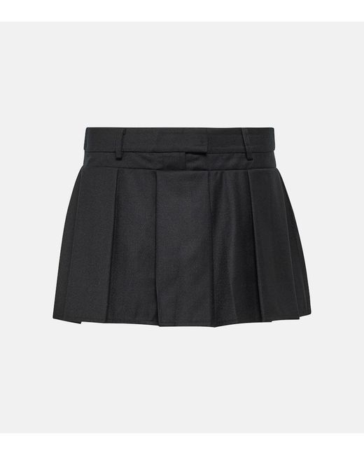AYA MUSE Black Myca Pleated Wool Miniskirt