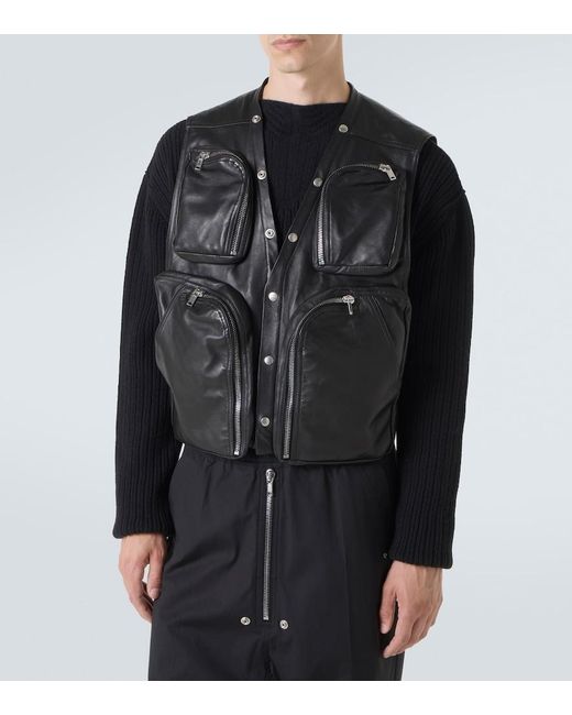 Chaleco De Piel Rick Owens de hombre de color Black
