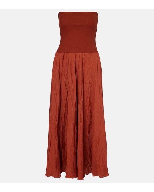 Robe Longue Light And Son En Lin Melange Johanna Ortiz en coloris Red