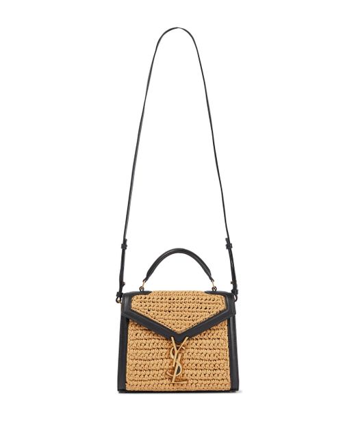 cassandra leather trim raffia tote