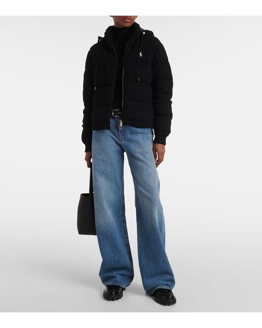 Polo Ralph Lauren Black Hooded Long-Sleeve Down-Fill Wool And Cashmere-Blend Jacket