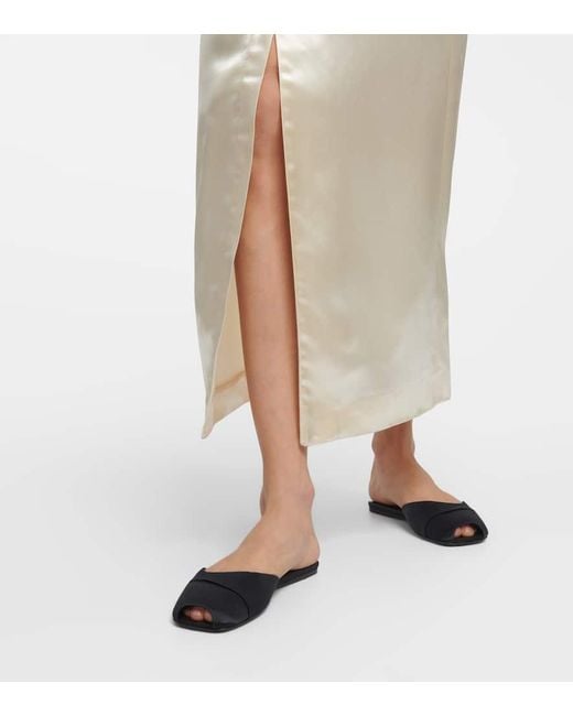 The Row Black Milla Satin Slides